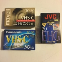 Lot Of 3 VHS-C Blank Camcorder Tapes New Sealed TC-30 Set Panasonic Maxell JVC - £10.05 GBP