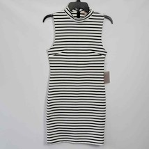 Forever 21 Women Dress Size S Midi Stretch Bodycon Black Cream Stripe Sleeveless - £11.00 GBP