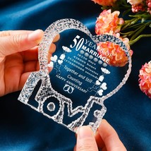 50 Years 50th Wedding Anniversary Crystal Gifts Laser Crystal Heart Marriage Kee - £29.98 GBP