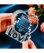 50 Years 50th Wedding Anniversary Crystal Gifts Laser Crystal Heart Marr... - £29.63 GBP