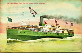 C &amp; B Line Steamer City of Erie Cleveland to Buffalo 1911 C&amp;B Line Postcard - $11.83