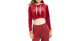 FILA Antonella Crop Velour Hoodie Tibetan Red / Cherry Tomato ( S ) - £52.43 GBP