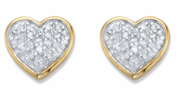 Round Diamond Two Tone 18K Gold Sterling Silver Stud Gp Earrings - £158.16 GBP