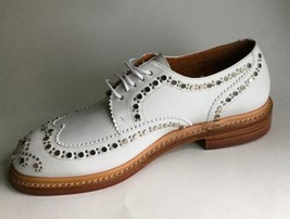 NEW ROBERT CLERGERIE White Aroeloc Studded Brogue Derby Shoes (Size 6 M) - £234.64 GBP