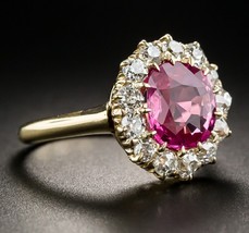 4ct Natural Pink Sapphire Gemstone 14k Yellow Gold Wedding Ring Gift For Her - £794.48 GBP