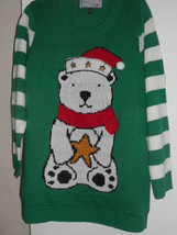 Derek Heart Plus Green acrylic Light up star Bear Christmas sweater 1X      49 - £18.88 GBP