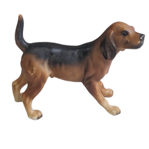 Made in Hong Kong #107 Dog Figure Plastic Beagle Brown &amp; Black 6&quot; x 5&quot; - £15.80 GBP