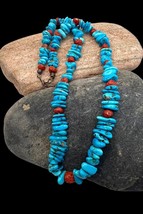 Vintage Santo Domingo Handmade Sterling Natural Turquoise Coral Beaded Necklace - £399.66 GBP