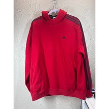 Adidas Hoodie Sweatshirt Mens Red Y2K Vintage Pullover 3 Stripes Size Me... - $25.25