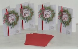 Hallmark XZH 620 4 Wreath Red Ribbon Christmas Card Package 4 image 1