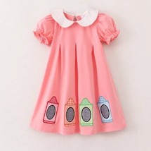 NEW Boutique Back to School Crayon Girls Pink Sleeveless Dress - £4.53 GBP+