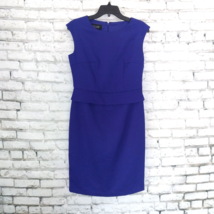 Black Label by Evan-Picone Dress Women 4 Blue Sleeveless Lined Slit Sheath - £23.97 GBP