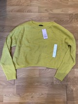 Wild Fable Womens Yellow Long Sleeve Round Neck Ribbed Cropped Sweater L... - £6.22 GBP