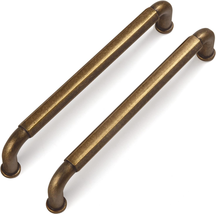 6 Pack 5 Inch （128Mm） Hole Center Cabinet Pulls Antique Brass Zinc Alloy... - $28.04