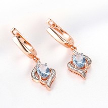 925 Sterling Silver Drop Earrings Luxury Created Gemstone Topaz For Women Annive - $37.92
