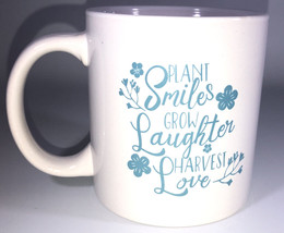 Plant Smiles Grow Laughter Harvest Love-Coffee Tea Mug-Office Work Cup-BRAND NEW - £15.73 GBP