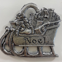 Vintage Metal 1958 NOEL Santa Sleigh Christmas Ornament - £19.46 GBP