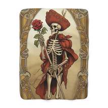 Death Card Tarot - Skeleton, Rose, and Transformation Journey - Sherpa Fleece Bl - $58.90+