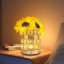 Sunflower Crystal Table Lamp, Touch Dimming Night Light, Usb Rechargeable Bedsid - £35.47 GBP