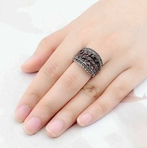 925 Sterling Silver Women&#39;s 5.5ct Red Garnet Pomegranate Gemstone Ring Size 6-9 - £99.67 GBP+