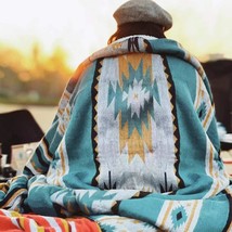 Throw Blanket With Aztec Pattern And Soft Sherpa Lining, 50&quot; X 60&quot;,, Outdoor. - $45.98