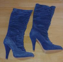 KELSIE DAGGER/VERO CUOIO LADIES KNEE-HIGH BLUE SUEDE RUCHED 4.75&quot; HEEL B... - £16.44 GBP