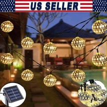 20 Led Solar String Ball Lights Outdoor Waterproof Warm White Garden For Xmas - £20.77 GBP