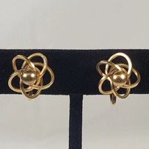 Atomic Swirl 12k Gold Filled Screw Back Earrings Marked H.G. 1/20 12K G.F Vtg - £20.57 GBP