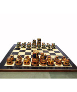 Wooden Chess Set Hand Painted Chess Set Elephant Theme Indian Maharaja C... - £127.89 GBP