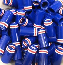 12 Ultra-Premium Quality Iron Ferrules Blue with White &amp; Red Rings 1” - £30.36 GBP