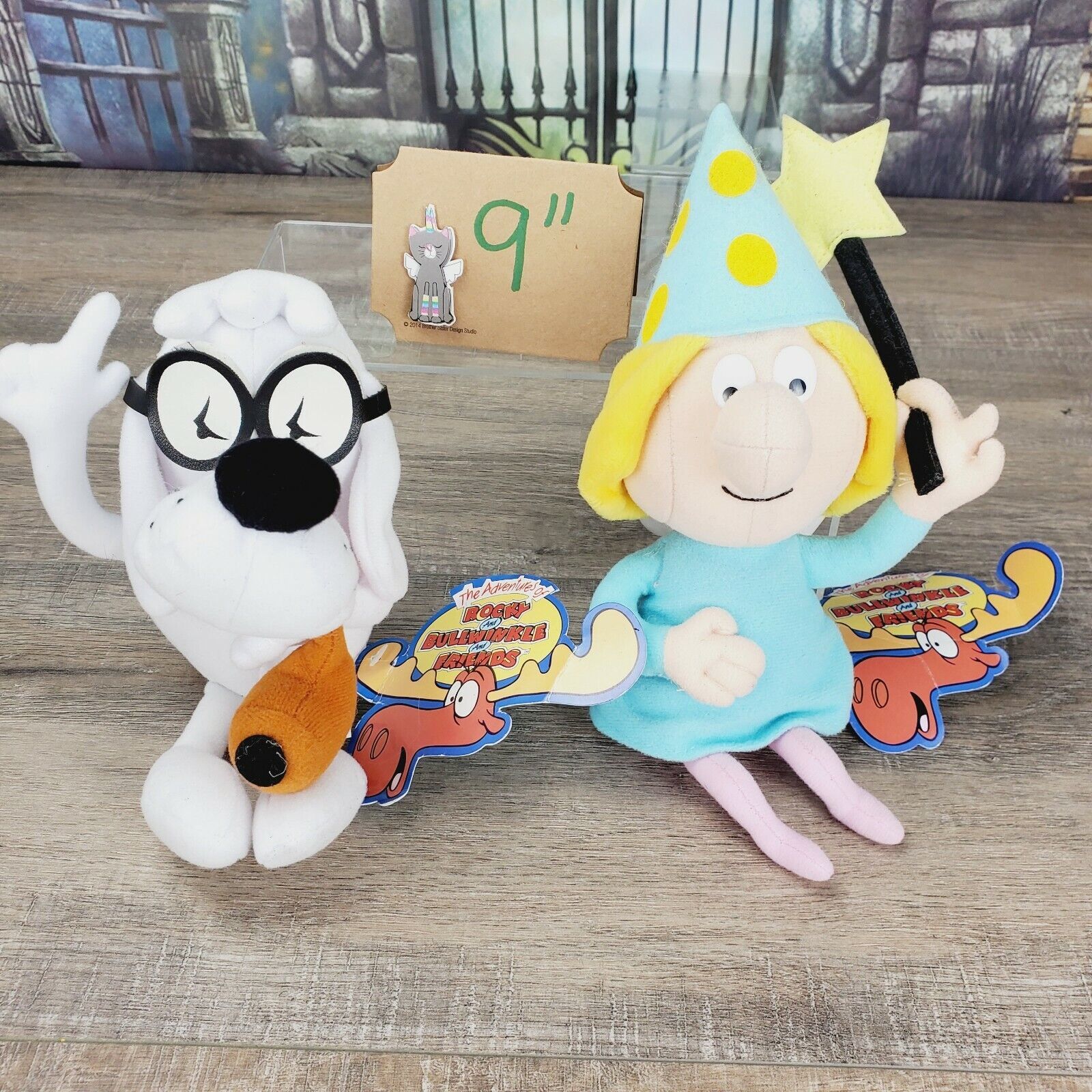 Stuffins Fractured Fairy Mr. Peabody Plush Lot 9" Rocky And Bullwinkle CVS 2000 - $18.70