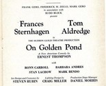 Showbill On Golden Pond 1979 Frances Sternhagen Tom Aldredge  - $11.09