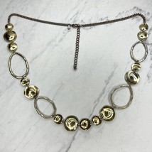 Chico&#39;s Hammered Metal Long Chain Link Necklace - £10.25 GBP