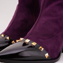 The Amethyst Studded Deep Purple Suede Leather Women’s Boot image 3