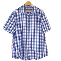 IZOD Saltwater Men&#39;s XL Button Front Short Sleeved Shirt White Blue Pink... - £17.76 GBP