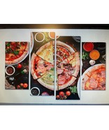 Derkymo 4 Piece Kitchen Wall Decor Delicious Pizza Pictures Print on Can... - £42.15 GBP