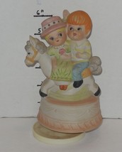 Vintage Bisque Boy &amp; Girl On Horse Music Box It&#39;s A Small World After All - £38.40 GBP