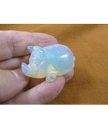 (Y-PIG-PO-560) white Roly Poly PIG Piggy pot belly gemstone FIGURINE car... - $15.79