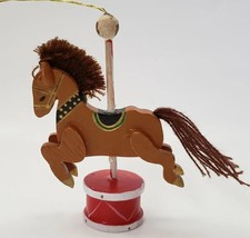 Vintage Carousel Brown Horse wood Christmas Ornament - £3.93 GBP