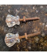 Lot of 2 Vintage handles glass drawer pull crystal Antique dresser knobs - $417.20 MXN