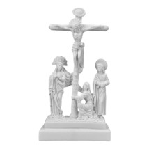 Crucifixion Cross of Jesus Christ Greek Cast Marble Statue Sculpture 11 in - $68.40
