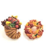 Hallmark Fall Thanksgiving Pins Lot 2 Cornucopia Wreath Autumn Plastic B... - $295.56 MXN