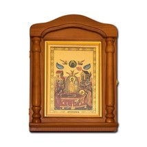 19 1/2&quot; Large Carved Wooden Orthodox Shrine Icon Frame Kiot 13 Replaceme... - $205.35