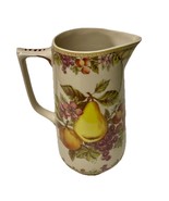 Burton &amp; Burton Ceramic Pitcher Water Fruit Motif Orchards Offerings Pea... - $352.29 MXN