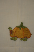 Patience Brewster Halloween Turtle Pumpkin Costume Embroidered Guest Tea Towel - £30.55 GBP