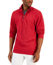 Mens French Rib Quarter Zip Sweater Karanda Red Size Small CLUB ROOM $60 - NWT - £14.45 GBP