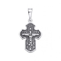 New Pendant Cross Jesus Christ Jewelry Charm Sterling 925 Silver Pray Orthodox - £71.11 GBP