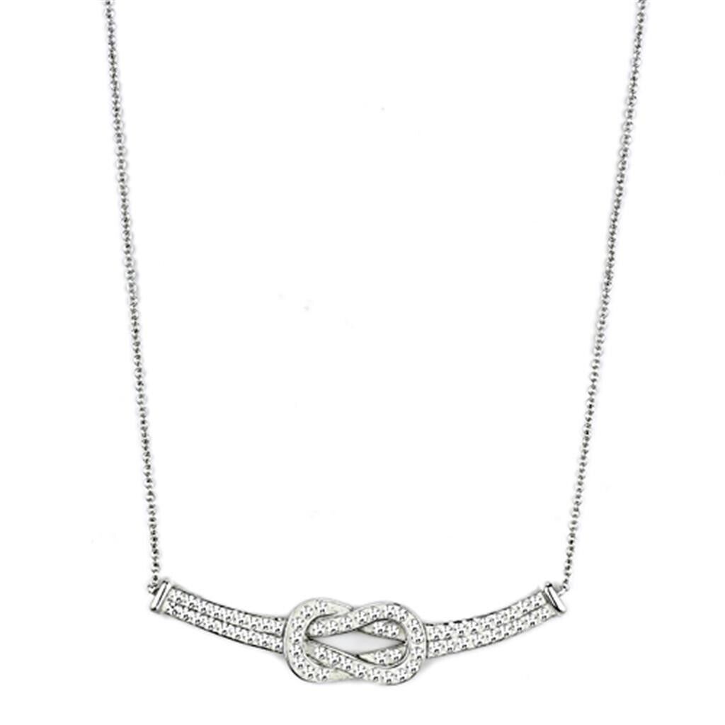 Women's Infinity Knot Crystal Pendant Rhodium Plated Fashion Necklace Gifts 18" - £62.32 GBP