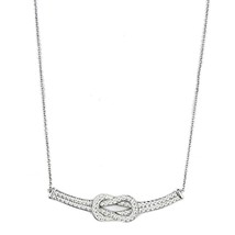 Women's Infinity Knot Crystal Pendant Rhodium Plated Fashion Necklace Gifts 18" - £62.66 GBP