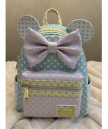 Loungefly Disney Minnie Mouse Polka Dot Mini Backpack Pastel Bag With Bo... - $73.26